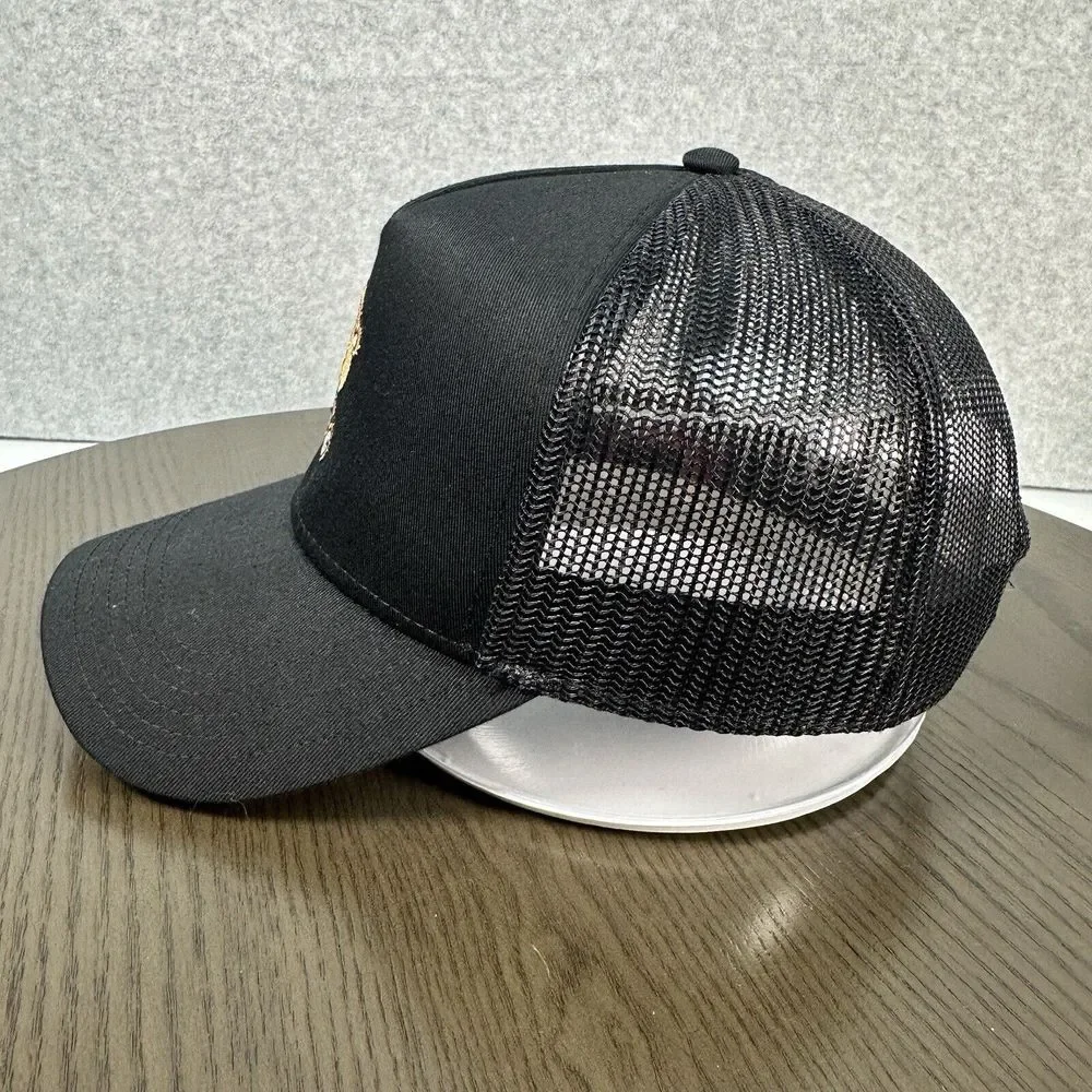 Bubbatown Bear Embroidered Hat Cap Black Adjustable Snapback Otto Trucker Cap - Picture 3 of 9